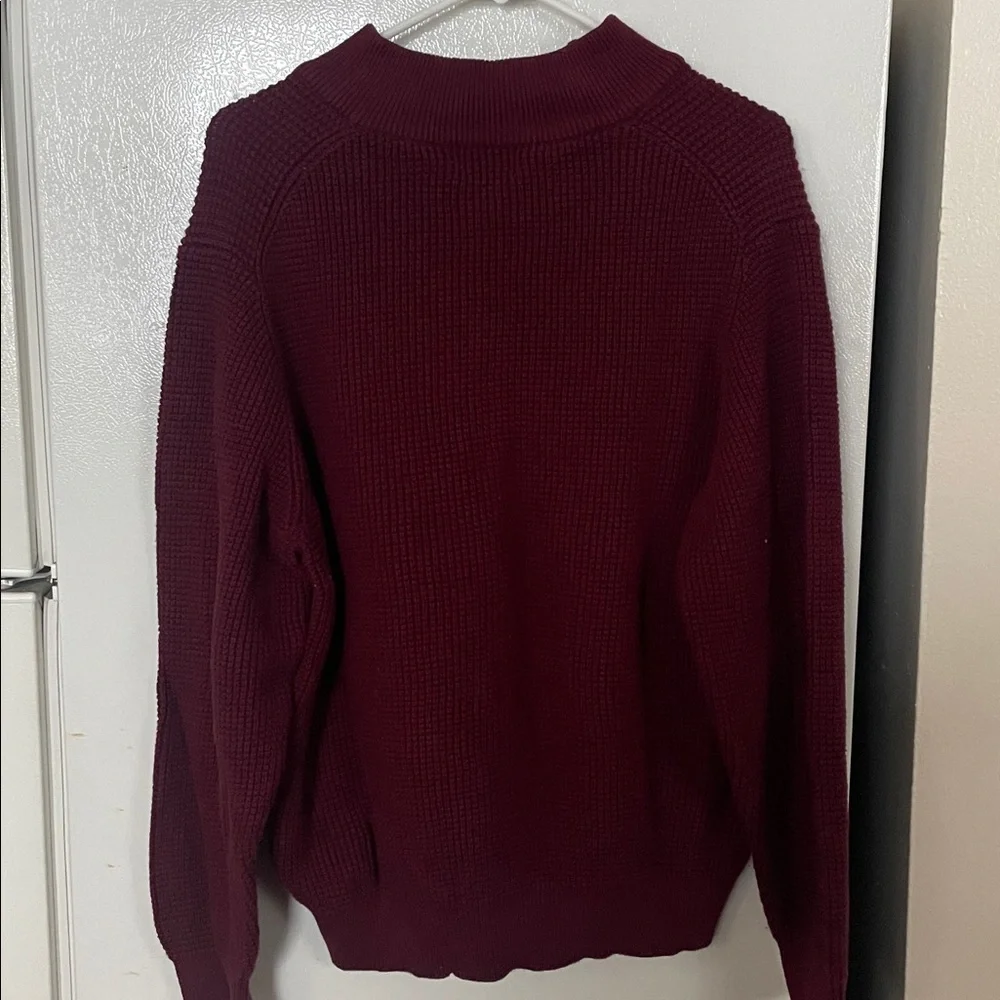 L.L. Bean Men's Large Regular Cotton Cashmere Deep Red Fourth‎ Zip-Up Sweater
